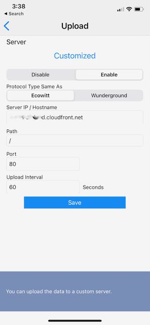 Receiving weather information in EcoWitt protocol and writing into